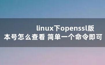 linux下openssl版本号怎么查看 简单一个命令即可